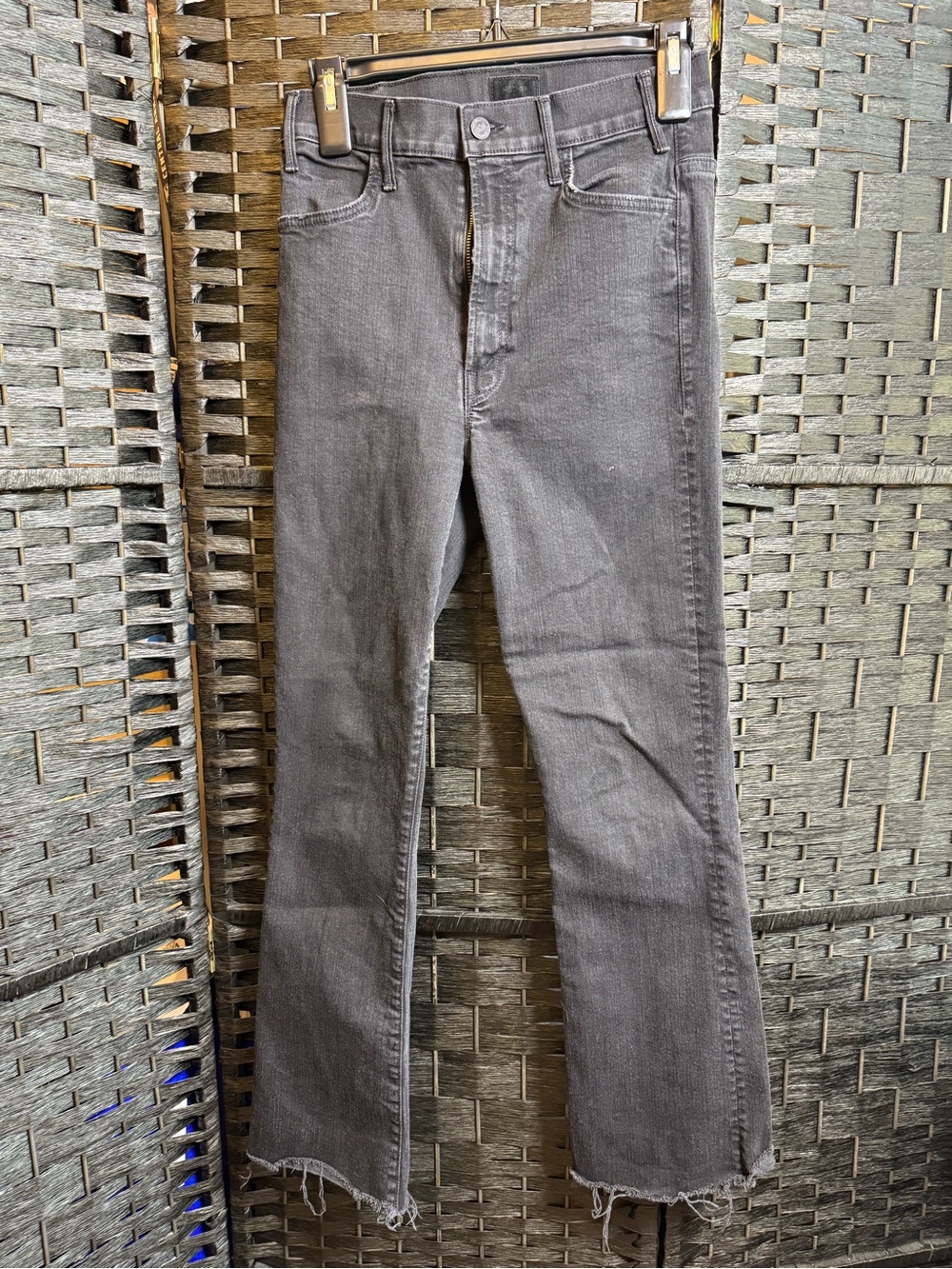 Women’s Mother Charcoal Gray Slim Straight Jeans - Modern Raw Hem